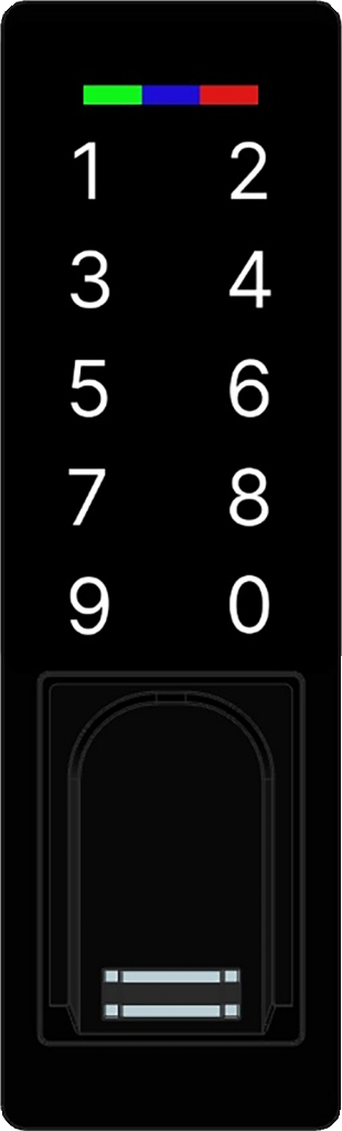 BioKey Kombi X 4-in-1 in Schwarz mit Zahlentastatur, Fingerabdrucksensor und mehrfarbiger Status-LED